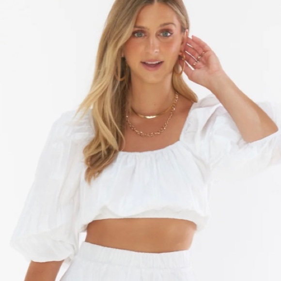 White crinkle crop top - Picture 2 of 3